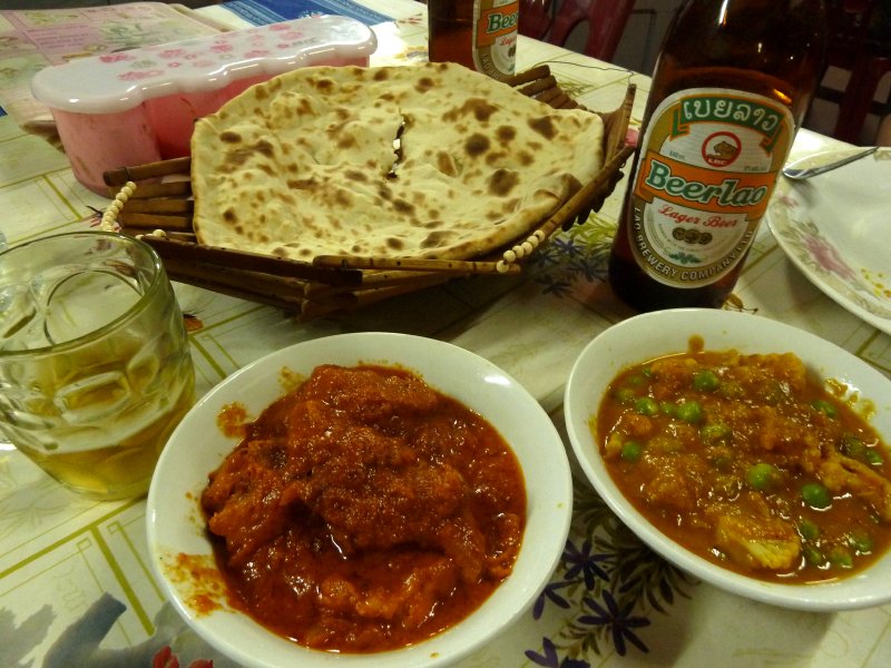 Indian meal from 'Aysha's restaurant', Luang Namtha